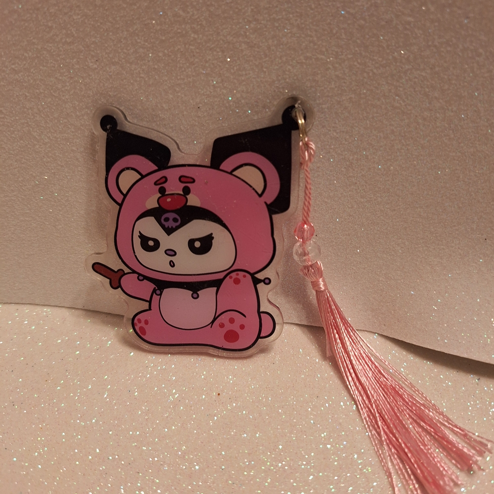 Cute Pink Bear Keychain with Tassel